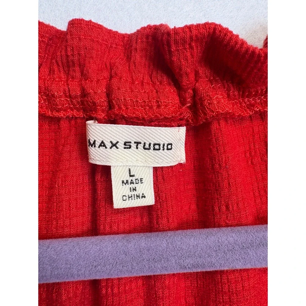 Max Studio Womens Red Tiered Sleeveless Mini Dress Tassel V-Neck size L - Picture 4 of 8